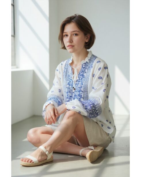 Chemise en lin mélangé Louisa marine