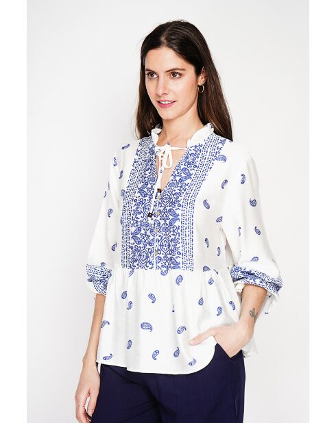 Chemise en lin mélangé Louisa marine