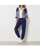 Pullover Coralise V ecru/blau