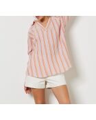 Figurgraue Bluse mit pinkem Hintergrunddruck