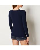 Warm Me Up Indigo T-shirt met kant