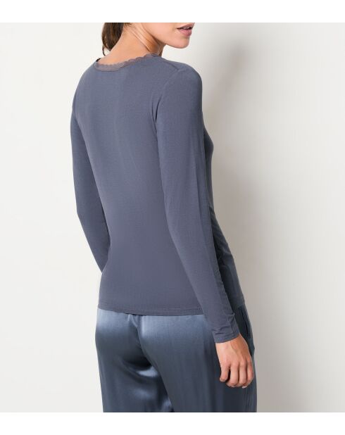 Warm Me Up marineblauw T-shirt met kant