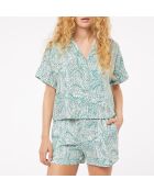 Atipa shirt met groen-wit bladpatroon