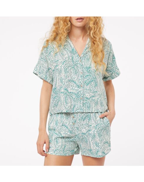 Atipa shirt met groen-wit bladpatroon