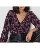 Ophelia blouse met print en paarse achtergrond