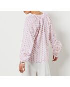 Blusa in jcq fared stampata su sfondo bianco