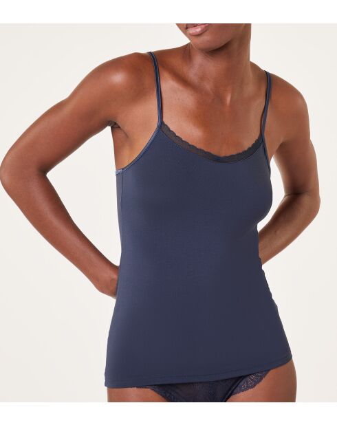 Warm Me Up marineblauwe trui met kant