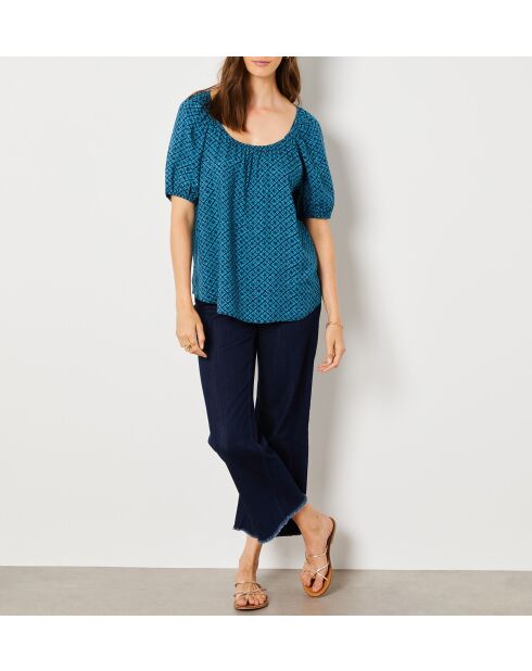 Blusa Lelix con stampa blu verde