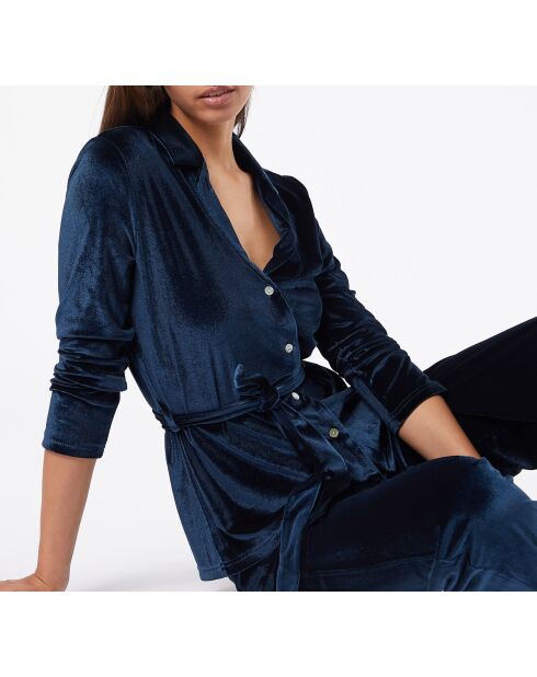 Samtiges marineblaues Hemd