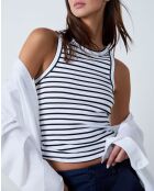 Camiseta sin mangas Steffia a rayas blancas y negras
