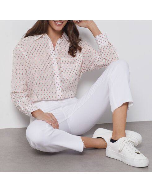 Weißes besticktes Hemd Olaria