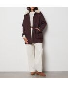 Manteau olive carreaux violet