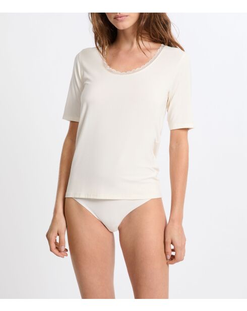 Warm Me Up T-shirt met kant ecru