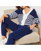 Pullover Coralise V ecru/blau