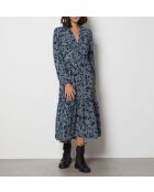 Ein langes Kleid mit Aleka-Print in Marineblau