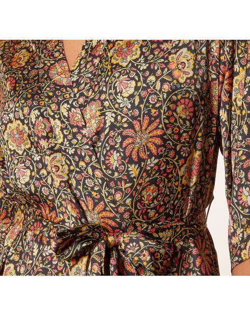 Déshabillé Kezia imprimé fond noir