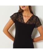 Camicia da notte nera Liddy Lace