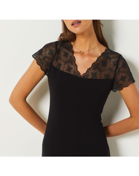 Camicia da notte nera Liddy Lace