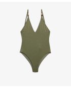 Idílico traje de baño de 1 pieza de color caqui oliva Idyllic sin marco y sin concha