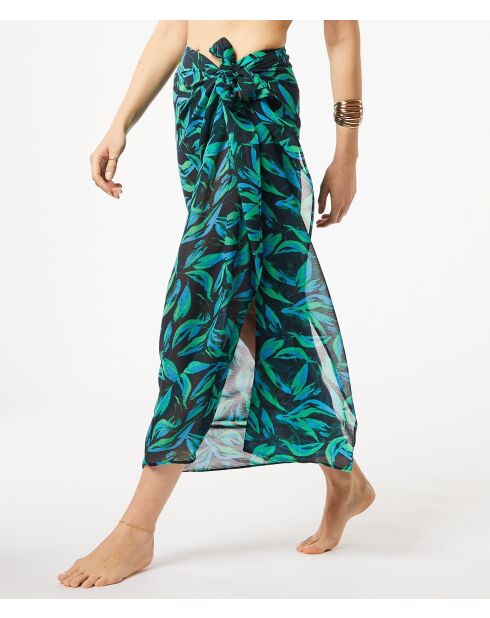 Perry B Langer Pareo mit mehreren Positionen, gedruckt auf schwarzem Hintergrund