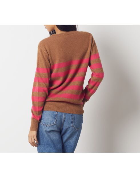 Anabelle trui met bruine en roze strepen