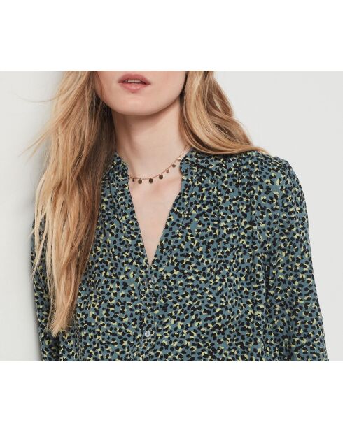 Blauwgroen overhemd met print van Molya