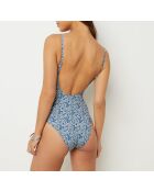 Emma-badpak uit één stuk met blauwgroene print zonder dunne beugels