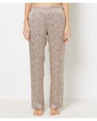 Perlenfarbene Hose mit braunem Hintergrunddruck