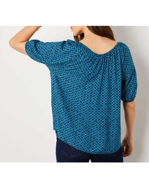 Blusa Lelix con stampa blu verde