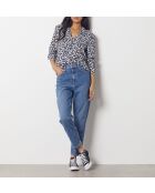 Movi marineblaues bedrucktes Hemd