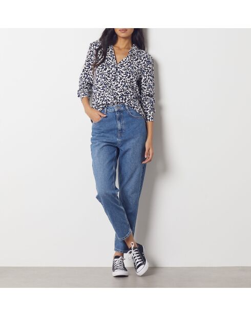 Movi marineblaues bedrucktes Hemd