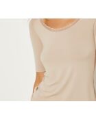 Maglietta Warm Me Up in pizzo color sabbia