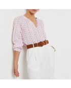 Blusa in jcq fared stampata su sfondo bianco