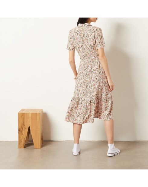 Vestido Cesar estampado con fondo coral