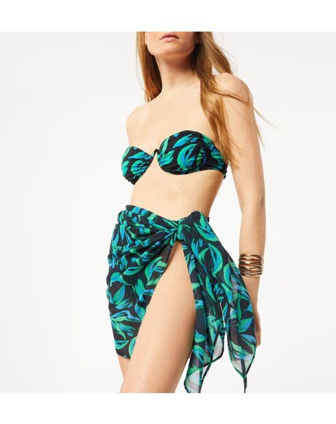 Perry B Langer Pareo mit mehreren Positionen, gedruckt auf schwarzem Hintergrund