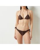 Reggiseno senza ferretto con capsula lea elui stampata su fondo marrone