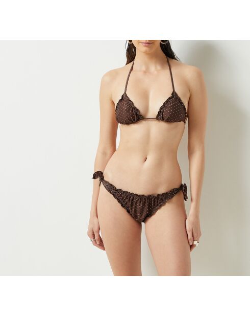 Reggiseno senza ferretto con capsula lea elui stampata su fondo marrone