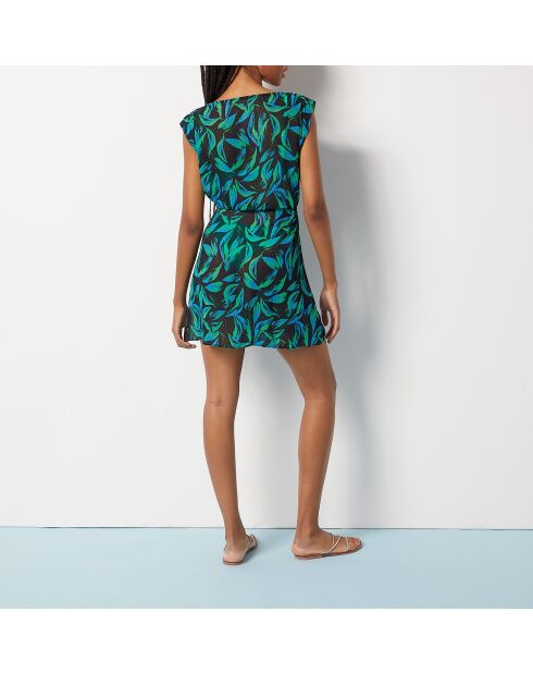 Tunique à manches courtes midi Perry b imprimée fond noir