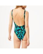 Maillot de bain 1 pièce sans armature et sans coque Perry imprimé fond noir