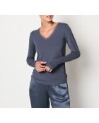 Warm Me Up marineblauw T-shirt met kant