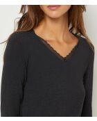 Warm Me Up T-shirt in antraciet met kant