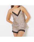 Caraco Milky imprimé fond marron