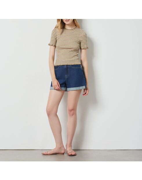 Top alla cannella a righe color oliva