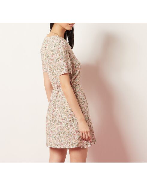 Vestido Cesar estampado con fondo coral