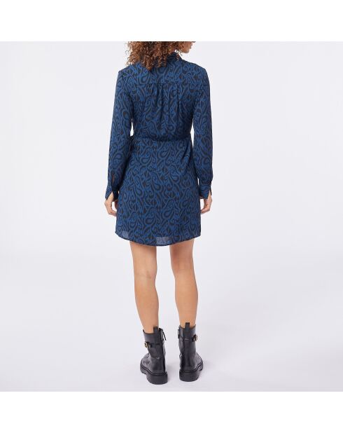 Dunkelblaues bedrucktes Kleid Promy