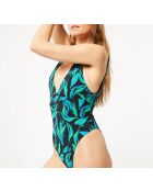 Maillot de bain 1 pièce sans armature et sans coque Perry imprimé fond noir