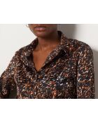 Nella shirt met bruine achtergrondprint