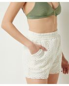 Pantaloncini elasticizzati a vita corta Akila b ecru