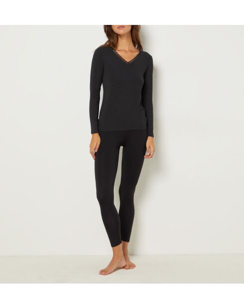 Warm Me Up T-shirt in antraciet met kant