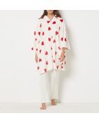 Virgiliz ecru poncho met hartjespatroon